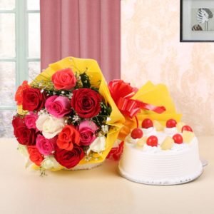 Colorful Roses N Sweet Cake