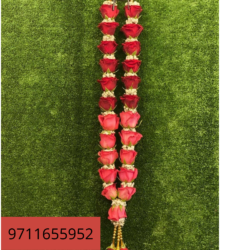 Red Rose Varmala with Breath Flowers