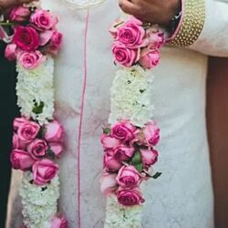 Stunning Jaimala pink white color flowers varmala garland haar