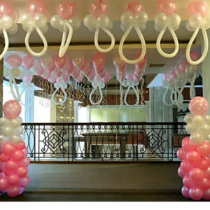 Baby Shower Decoration with Pink N White Balloons